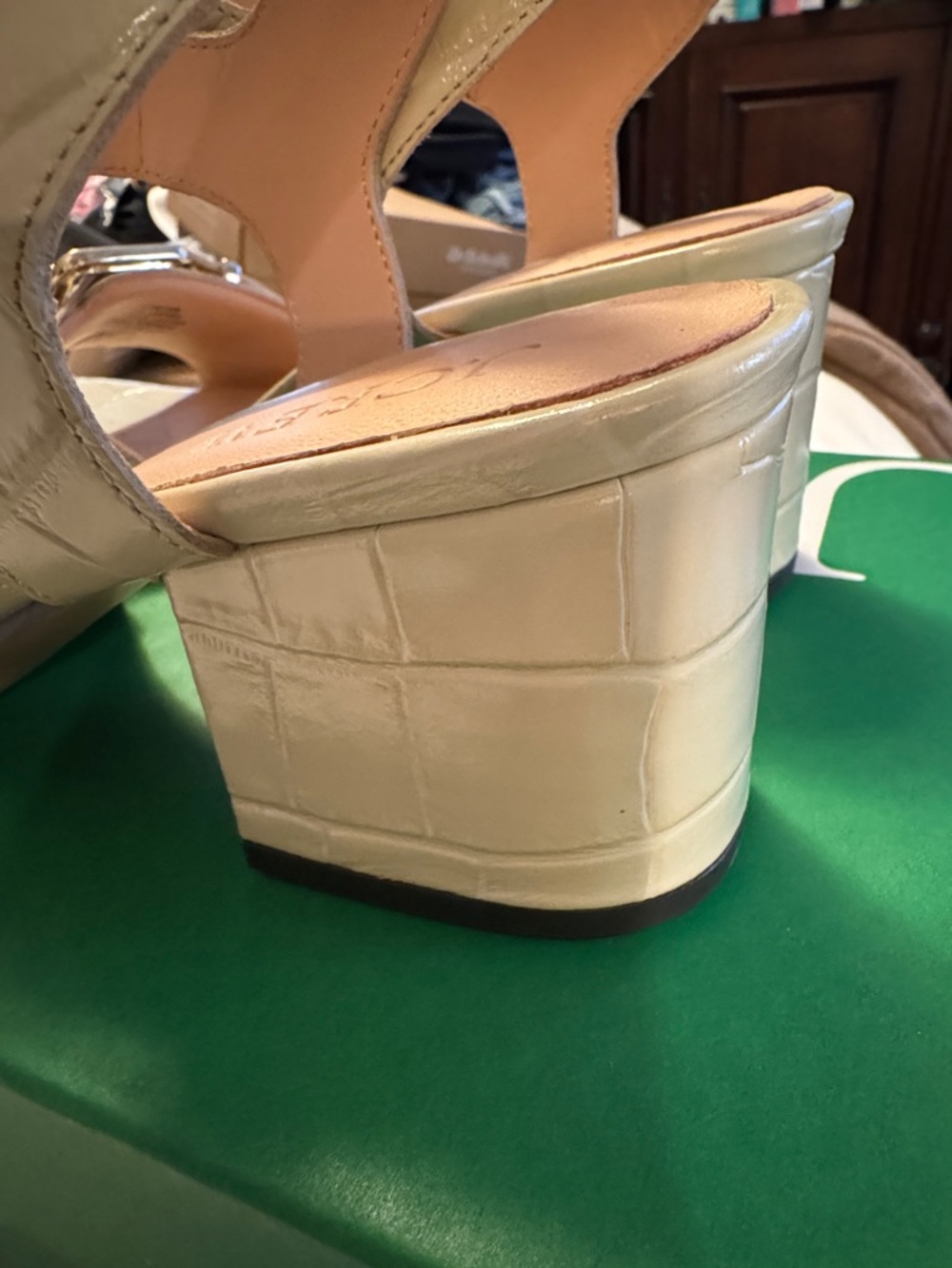 J.Crew Dylan buckle block-heel sandals in croc-embossed Italian leather CC030 - Picture 6 of 12